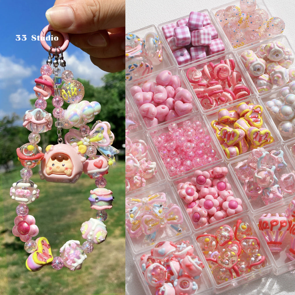 Pink special-shaped/heavy industry hand-painted beads/DIY accessories【桃之夭夭】