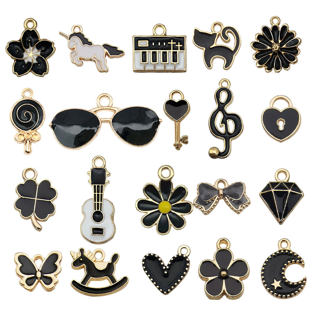 NO.21 Mixed 20 black charm metal, alloy