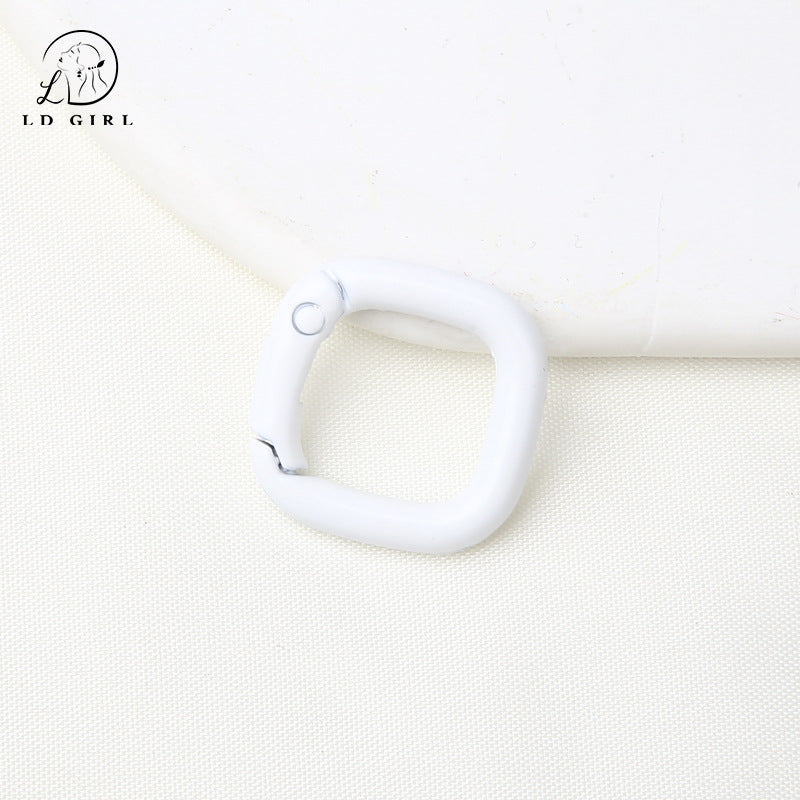 A colored paint, square spring buckle, DIY alloy jewelry accessories, keychain