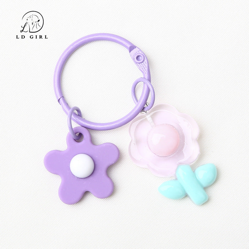 A colorful soft rubber resin flower keychain, pendant, DIY, accessories