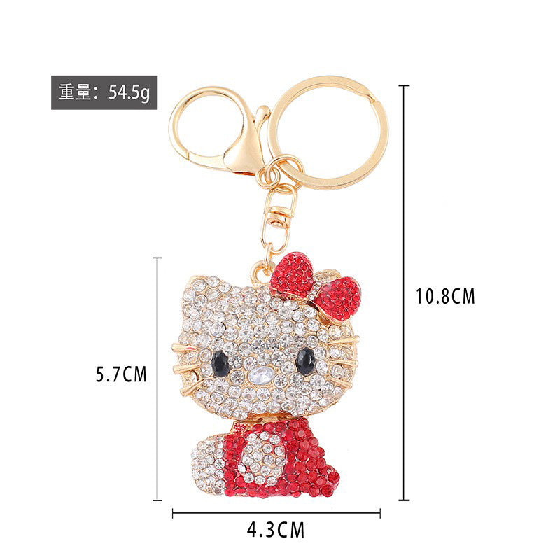 7-Color Diamond cat, car keychain, metal bag pendant, key chain ring.