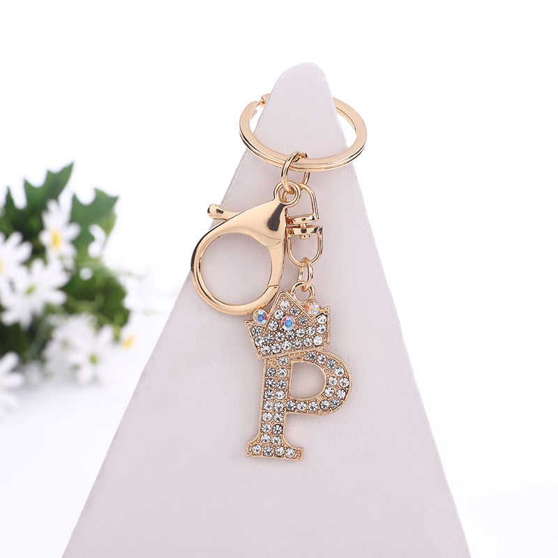 Metal Diamond letter keychain, premium key ring, rhinestone backpack charm