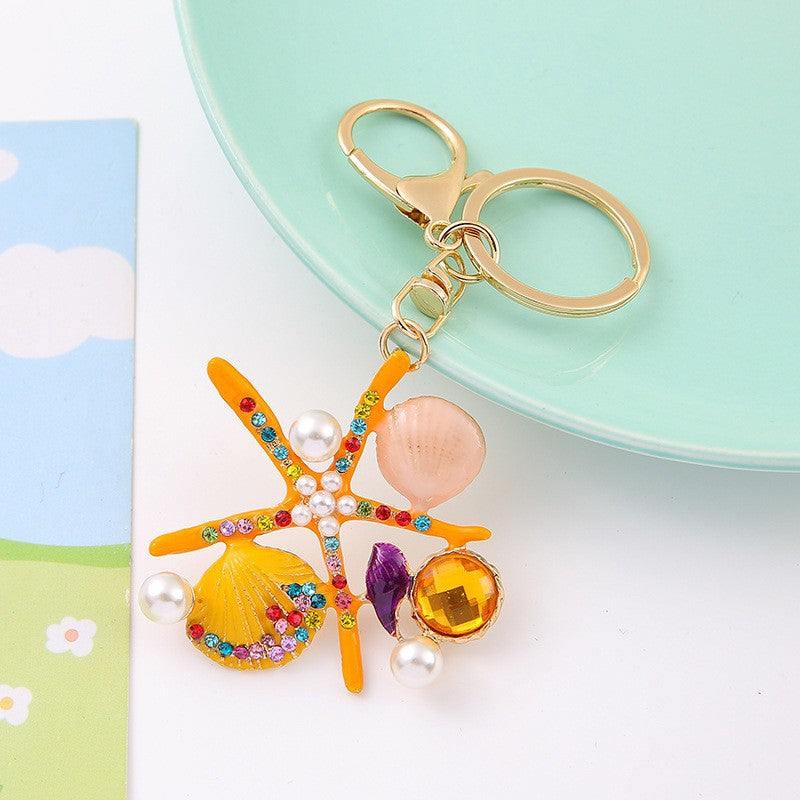 9-Type Colorful Ocean Animal Diamond Wallet Pendant Key Ring