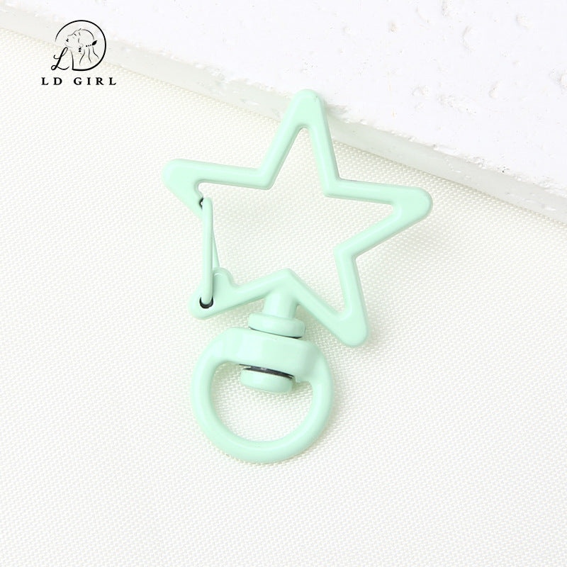 A pentagram spring buckle, colored alloy paint, keychain, DIY material