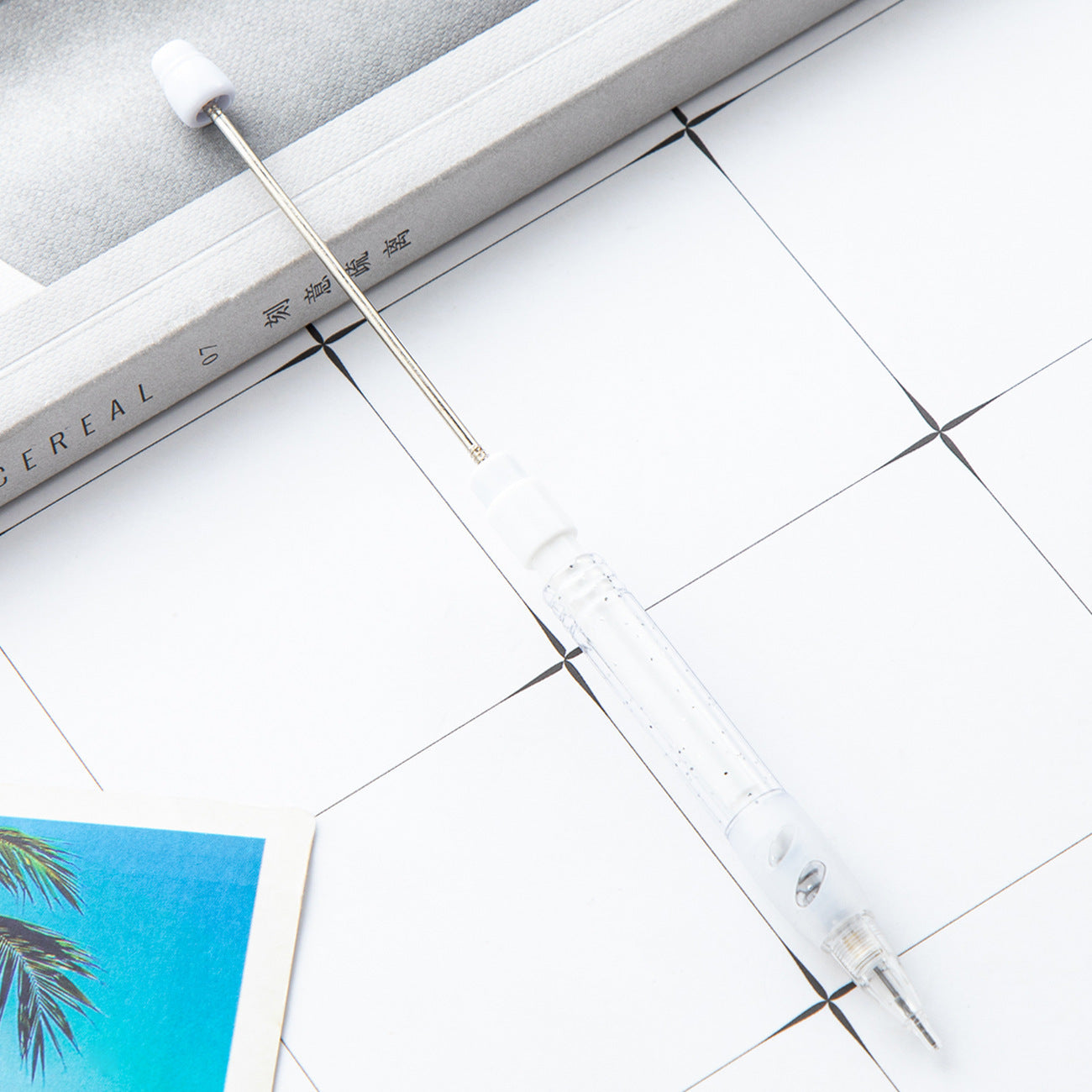 9-Color DIY beaded automatic pencil 0.5mm plastic press automatic pen, children's writing drawing pen office activity pencil