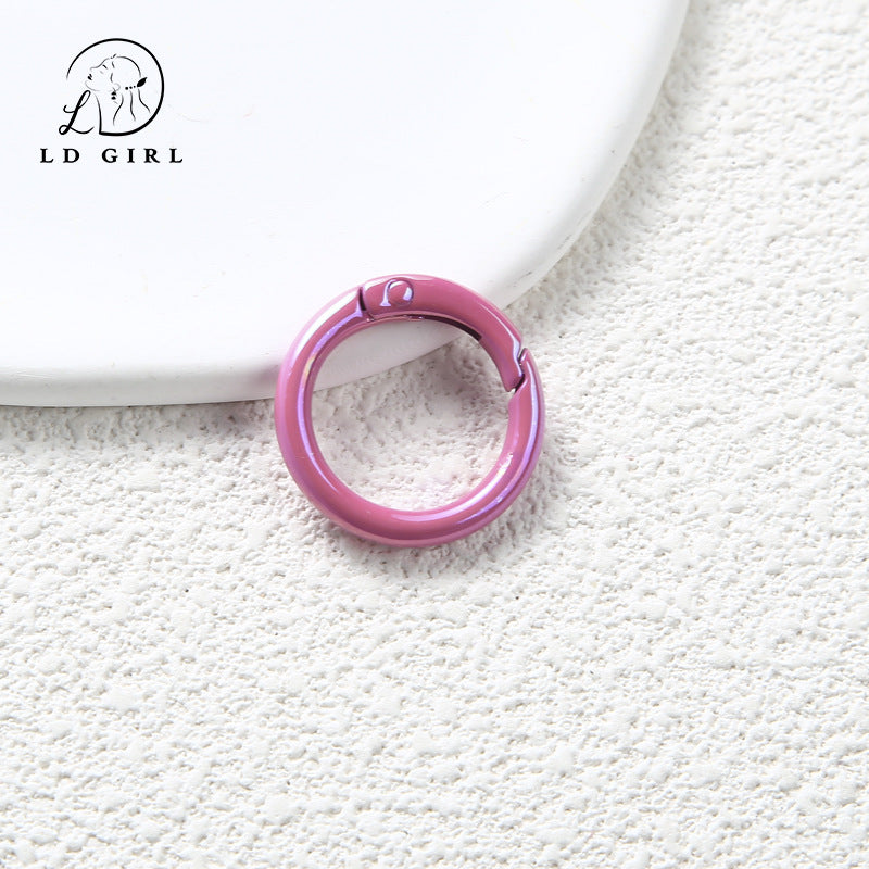 A Color electroplated spring buckle, paint zinc alloy, spring ring, round buckle, jewelry accessories, DIY handmade spring buckle