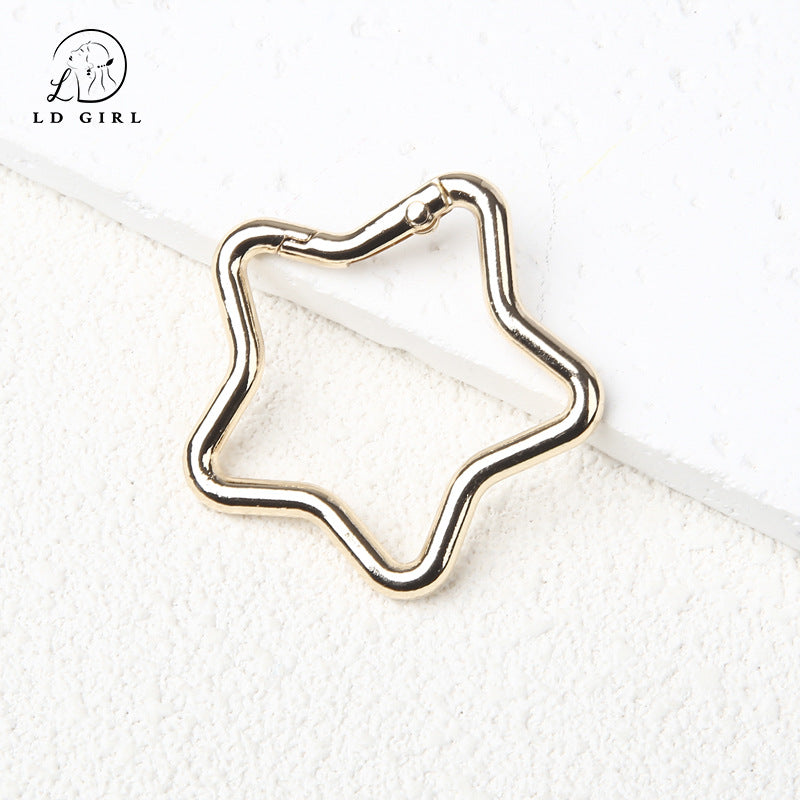 A paint alloy big heart, five-pointed star, spring ring, keychain, spring ring DIY jewelry accessories