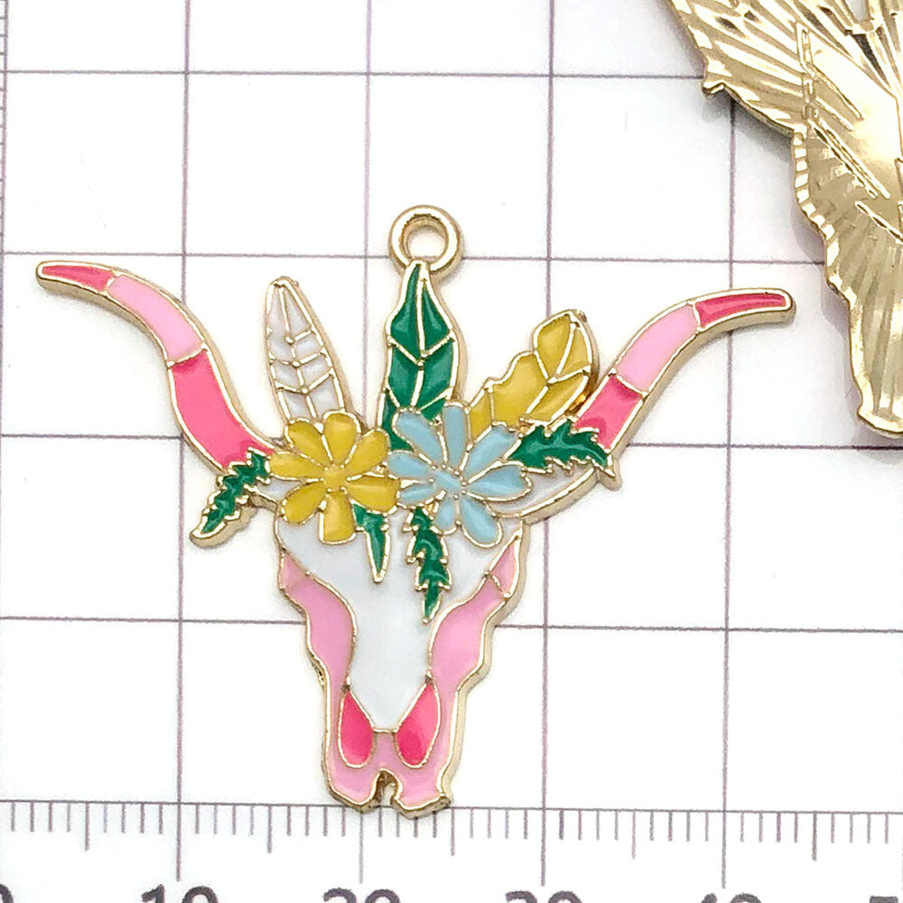NO.14-2 Flower bull head  charm metal, alloy