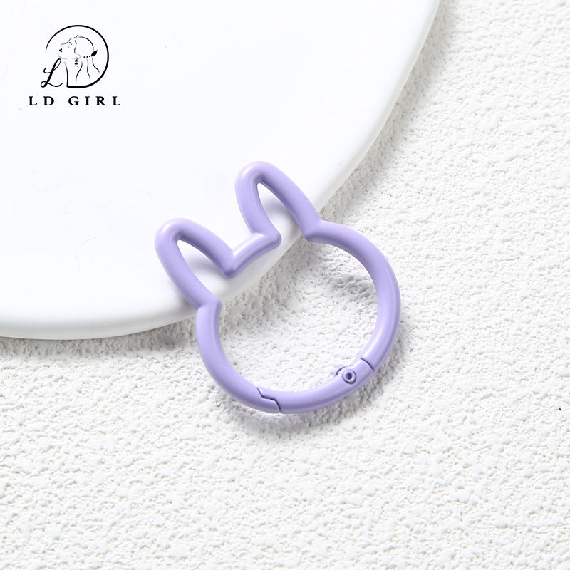 A large rabbit spring buckle, open ring, colorful spring ring