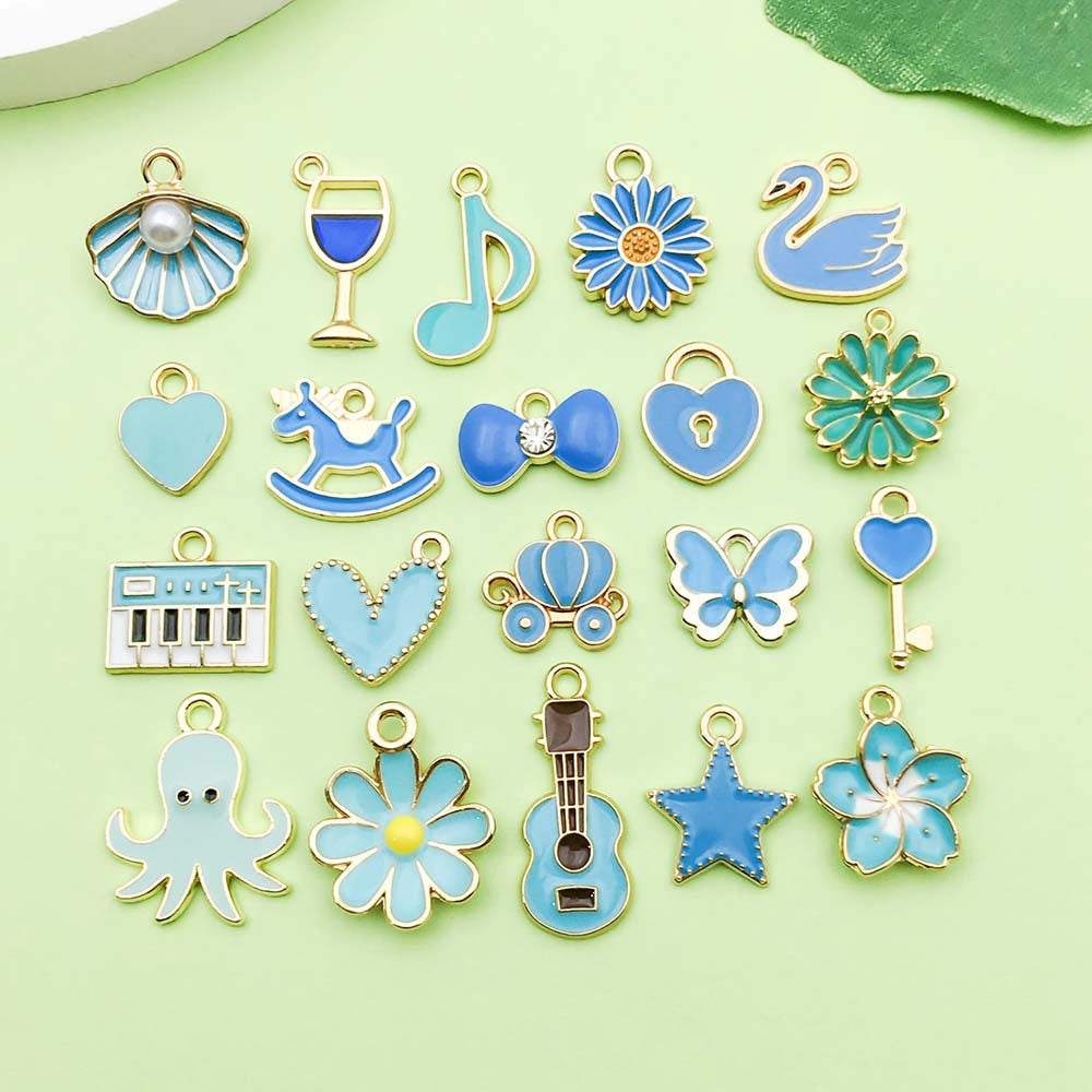 NO. 22-1 Mixed 20lake blue charm metal, alloy