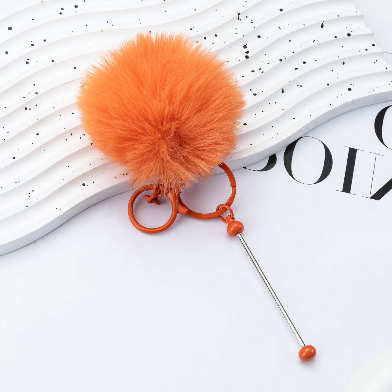 DIY beaded hairball keychain, creative plush keychain