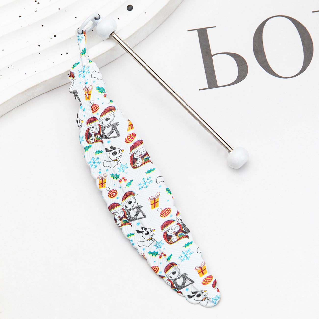 New DIY beaded feather bookmark, Christmas and Halloween metal bookmark, book page clip pendant.