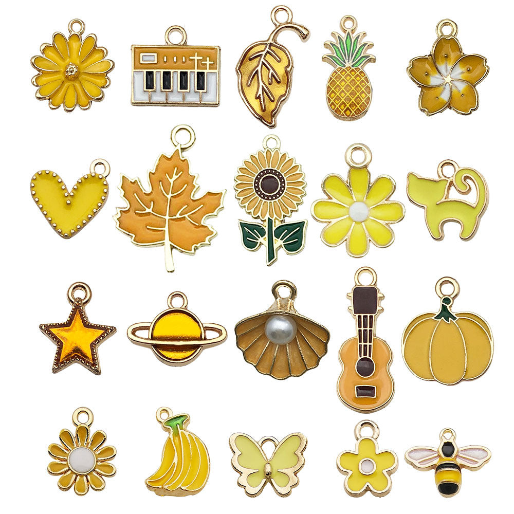 Mixed 20 yellow gold plated enamel charm metal, alloy