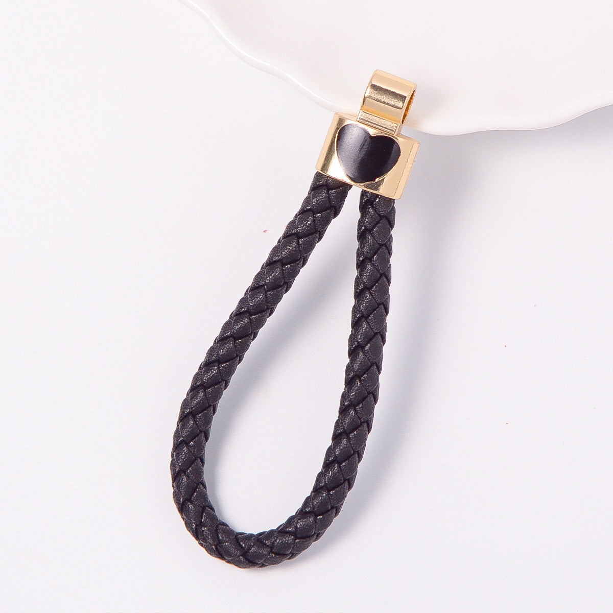 7-Color Alloy love leather rope, keychain, woven car pendant, colored keychain pendant