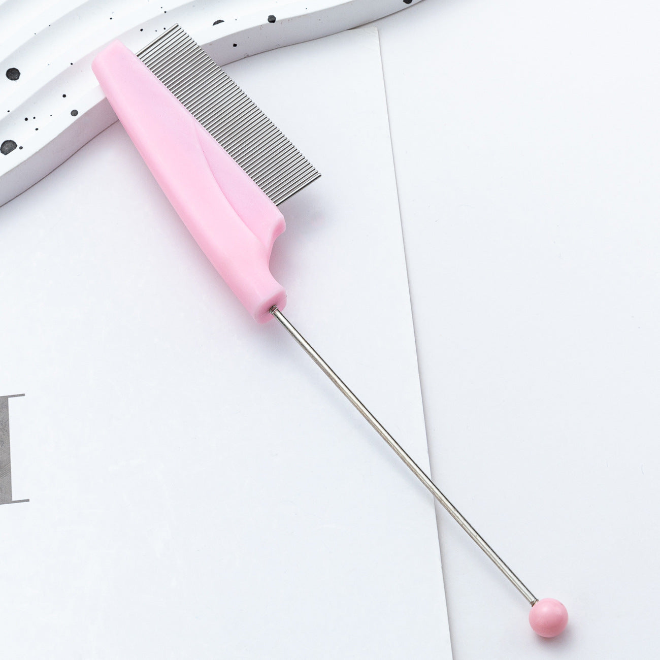 DIY beaded pet comb dog cat flea removal comb plastic dense tooth special comb steel needle comb hair removal comb wholesale