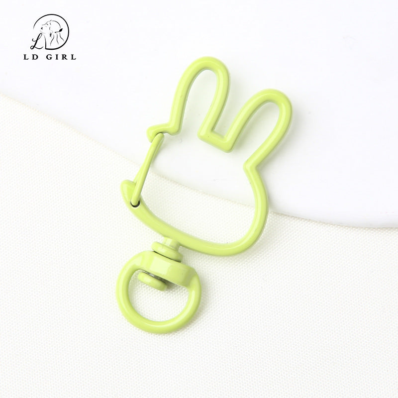 A spring buckle, universal rotation, candy-colored bunny, cat love keychain, DIY jewelry accessories.