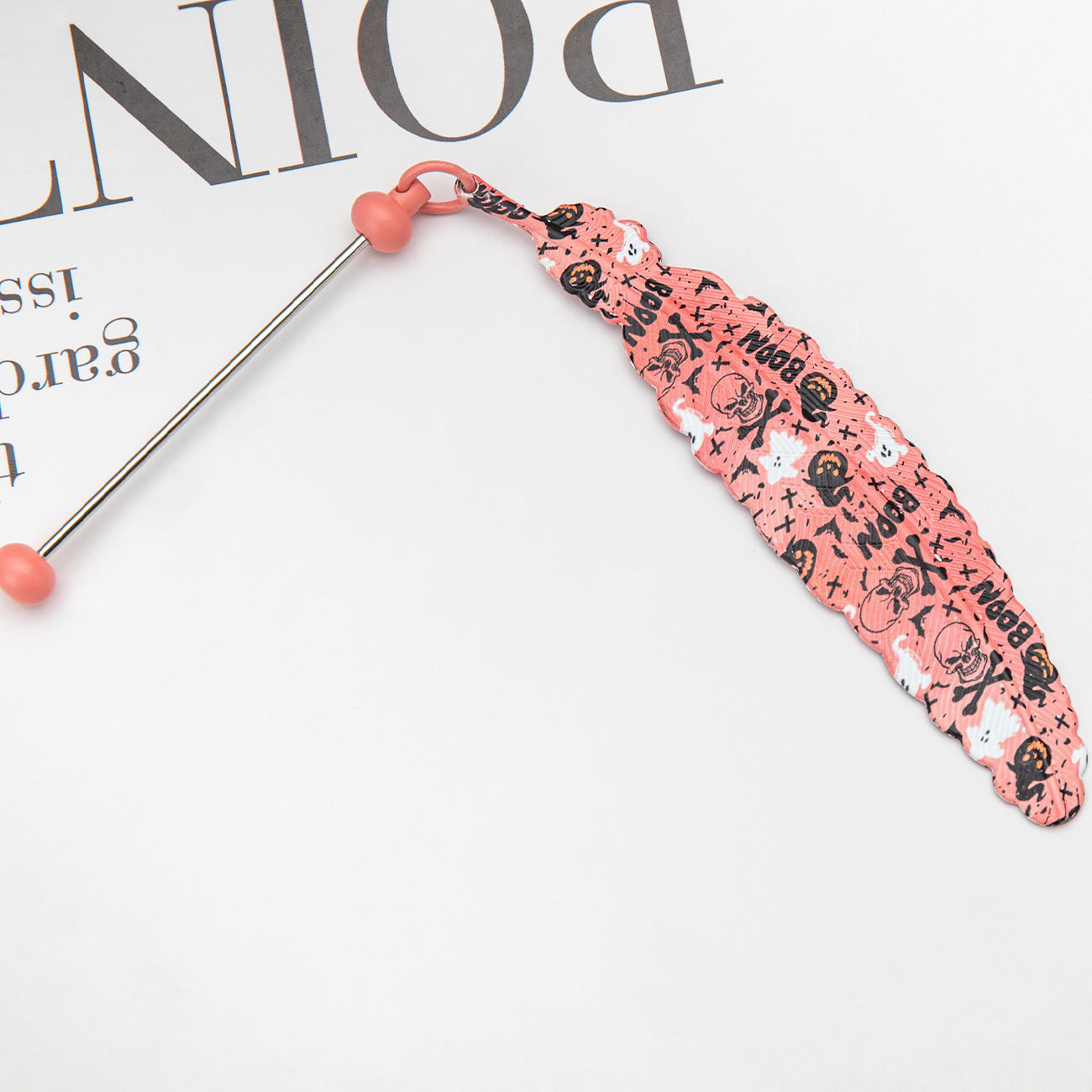 New DIY beaded feather bookmark, Christmas and Halloween metal bookmark, book page clip pendant.