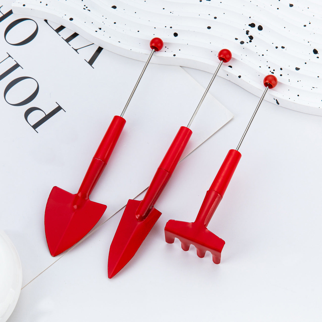 DIY beaded gardening three-piece set, small potted shovel, small garden shovel, indoor flower potted soil loosening tool