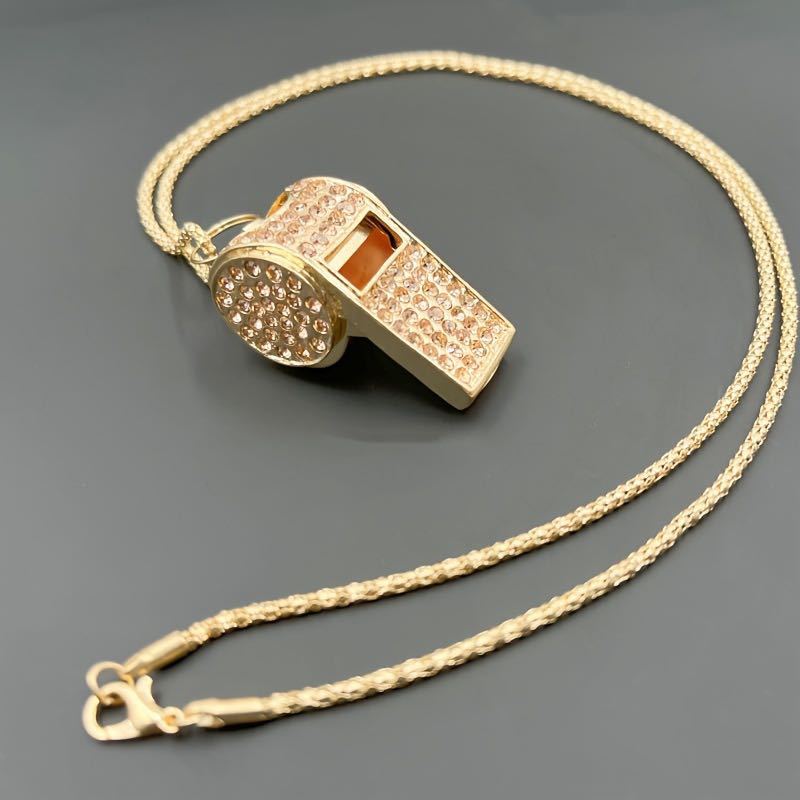 Exquisite Diamond double-layer whistle, keychain, metal crystal whistle, car pendant, keyring