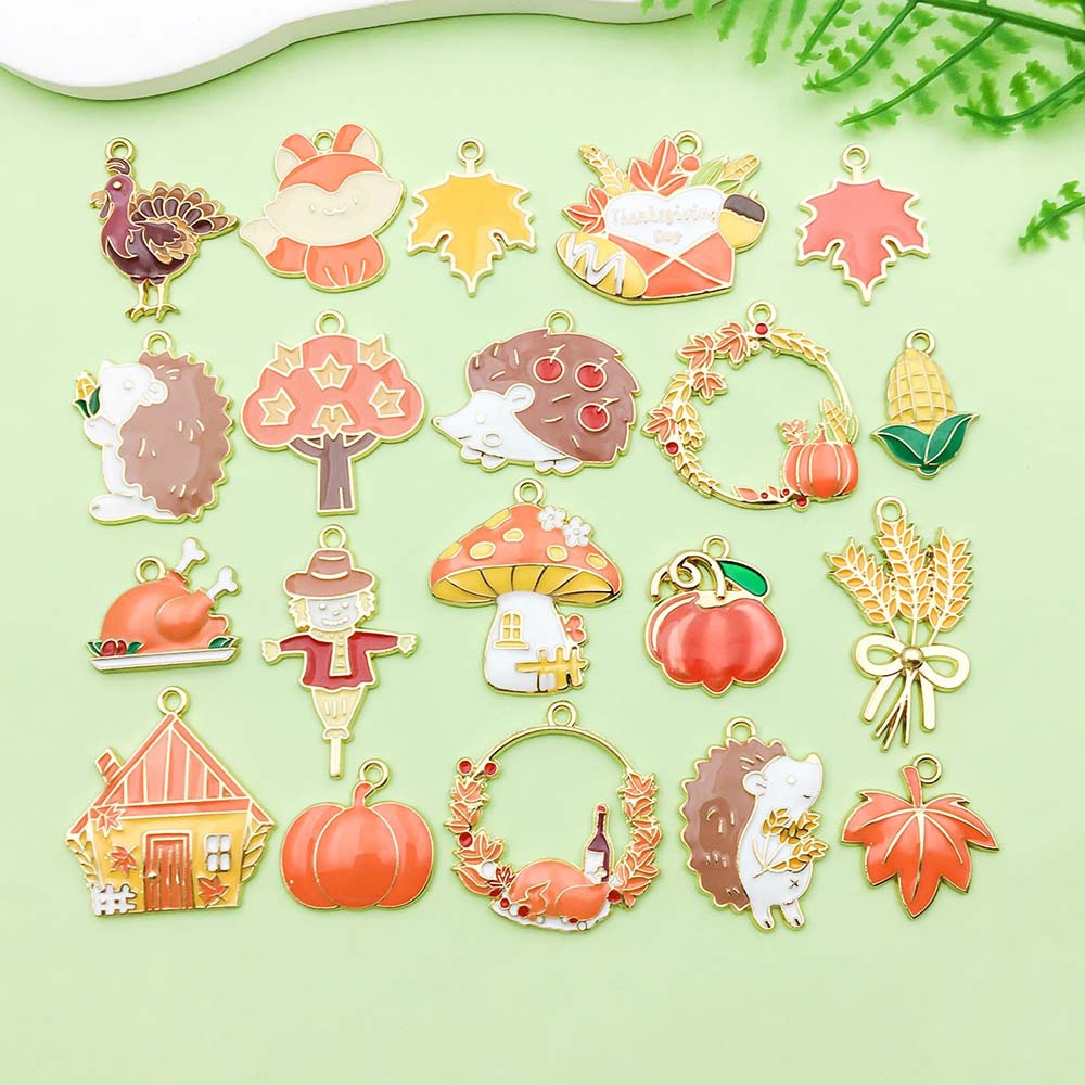 Thanksgiving series gold plated enamel charm metal alloy