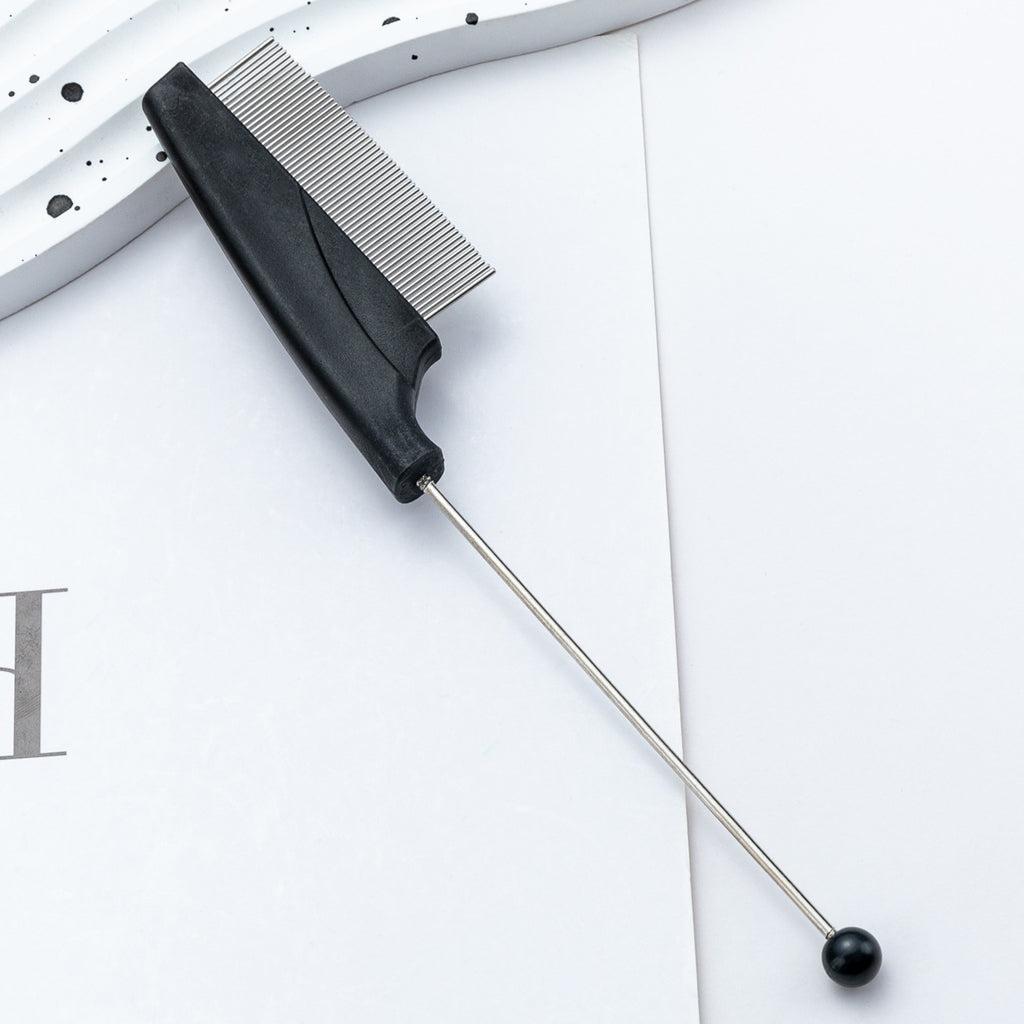 DIY beaded pet comb dog cat flea removal comb plastic dense tooth special comb steel needle comb hair removal comb wholesale