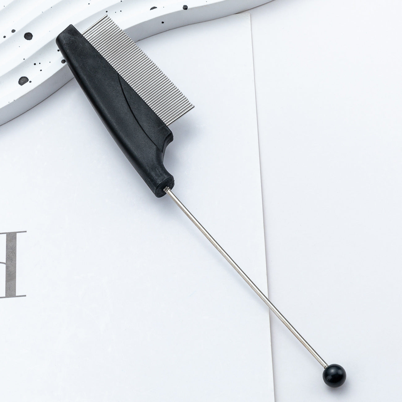 DIY beaded pet comb dog cat flea removal comb plastic dense tooth special comb steel needle comb hair removal comb wholesale