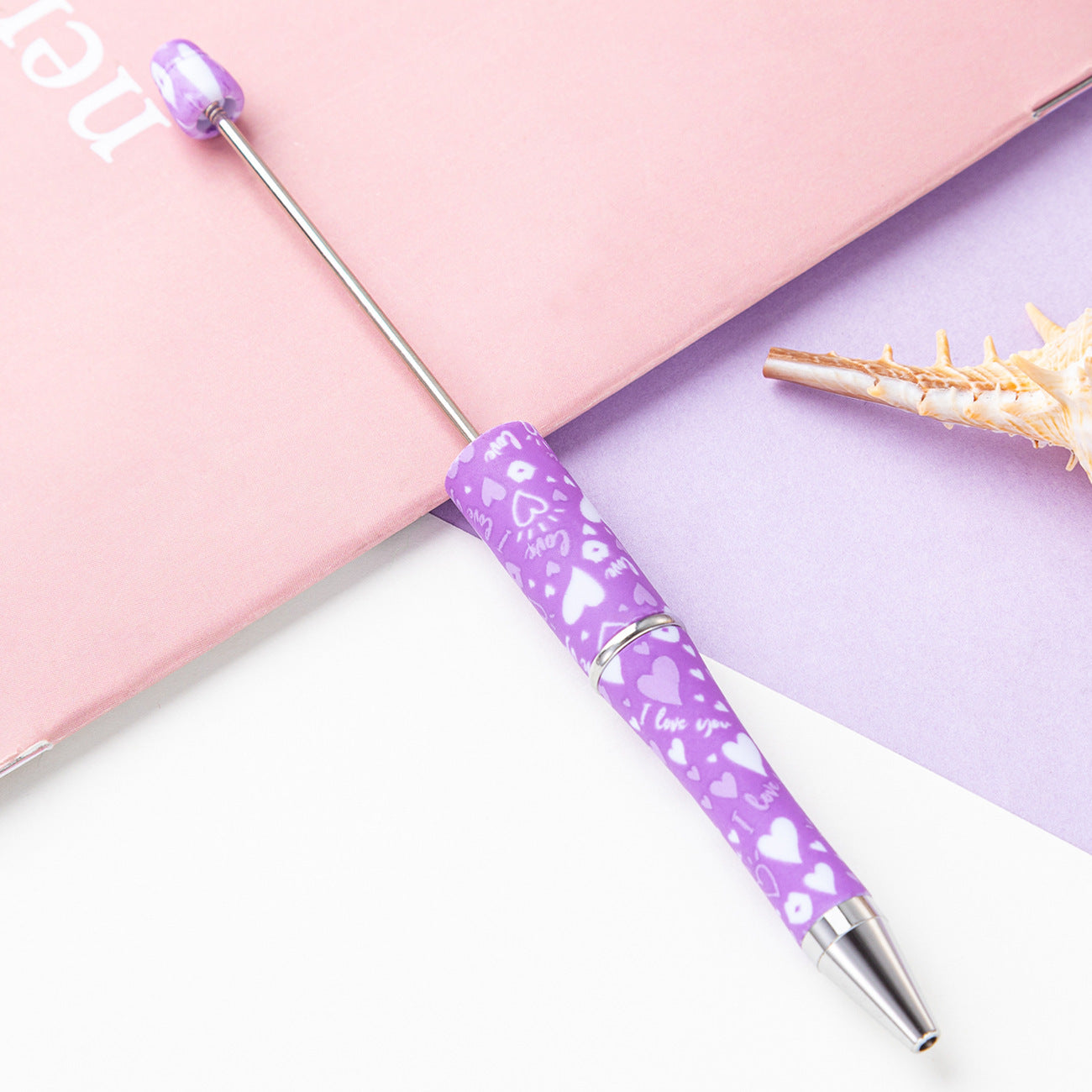 16-Color DIY Valentine's Day love bead pen, creative handmade, printed multi-color beaded ballpoint pen