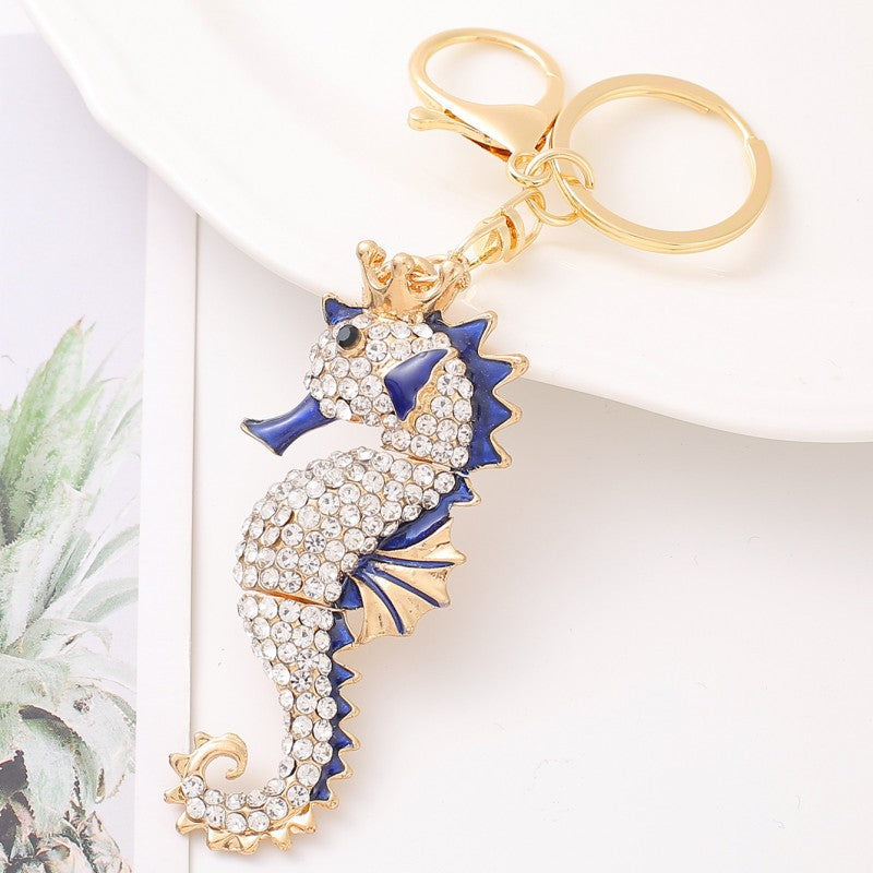 9-Type Colorful Ocean Animal Diamond Wallet Pendant Key Ring