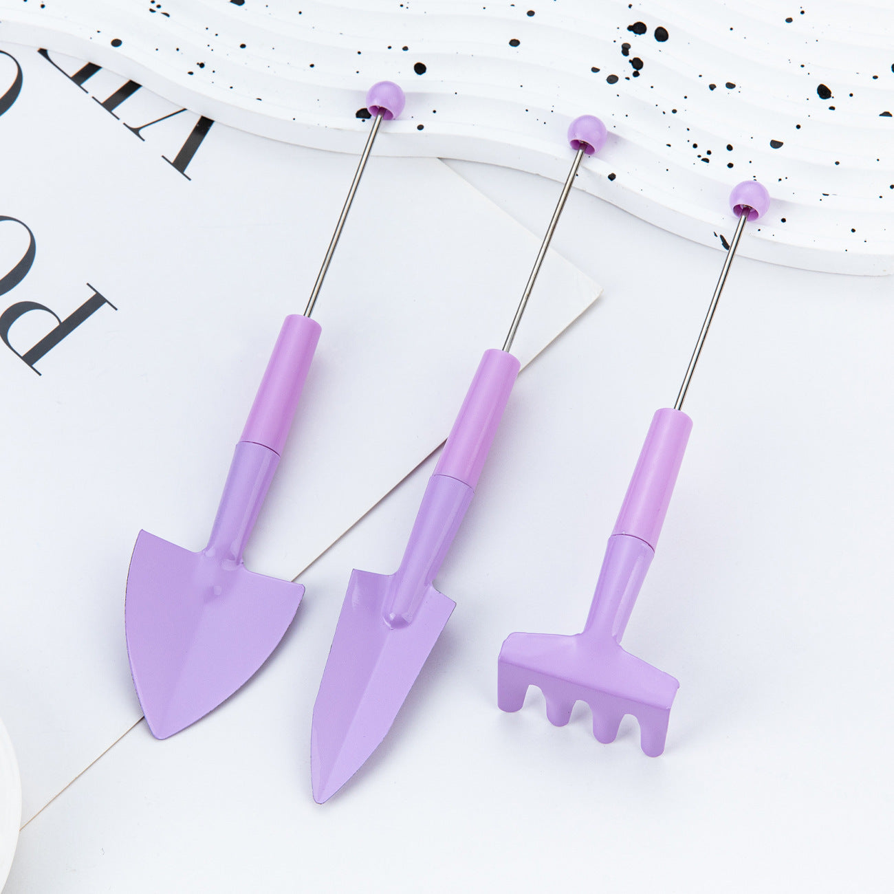 DIY beaded gardening three-piece set, small potted shovel, small garden shovel, indoor flower potted soil loosening tool
