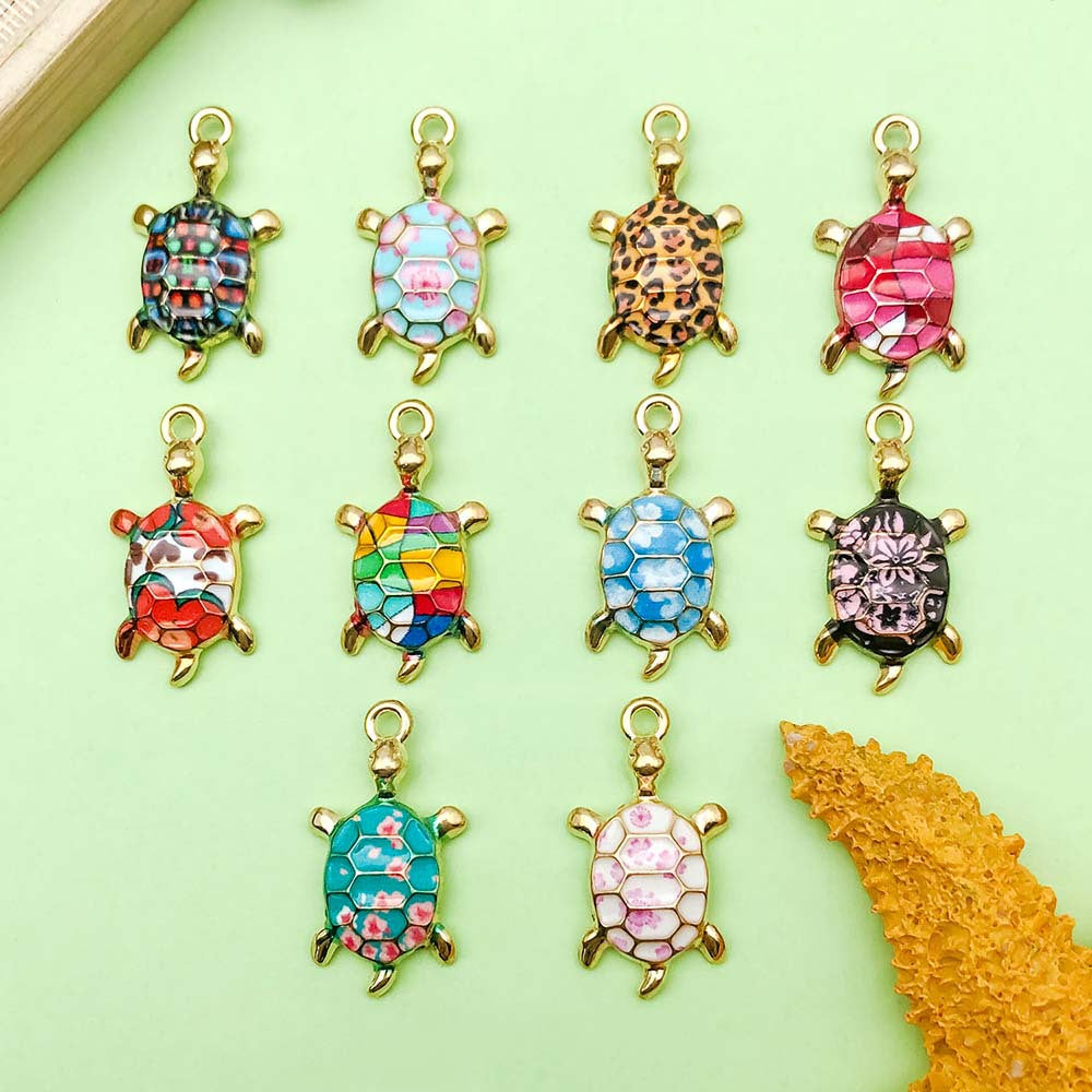 NO.18 Turtle gold plated enamel charm metal, alloy