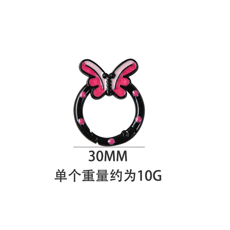 A butterfly spring buckle, mobile phone chain spring ring, cartoon open keychain, DIY alloy accessories