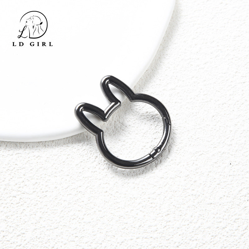 A large rabbit spring buckle, open ring, colorful spring ring