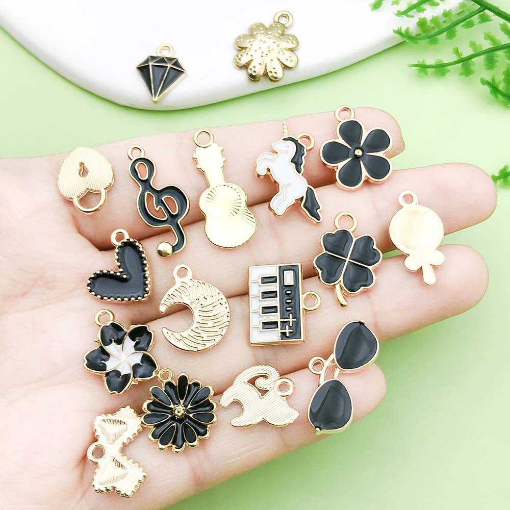 NO.21 Mixed 20 black charm metal, alloy