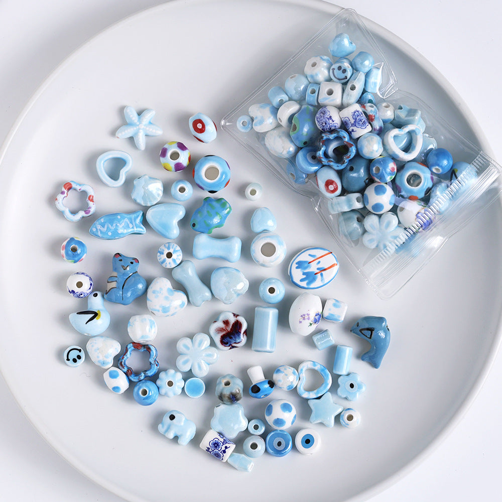Ceramic mixed beads sets, hand-painted DIY accessories sets