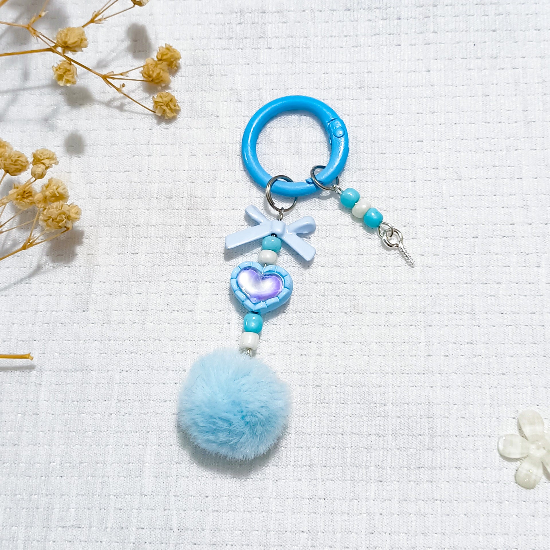 Alloy hairball beaded pendant, DIY mobile phone chain