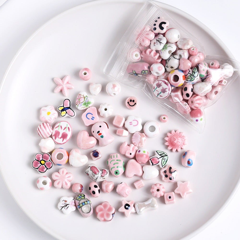 Ceramic mixed beads sets, hand-painted DIY accessories sets