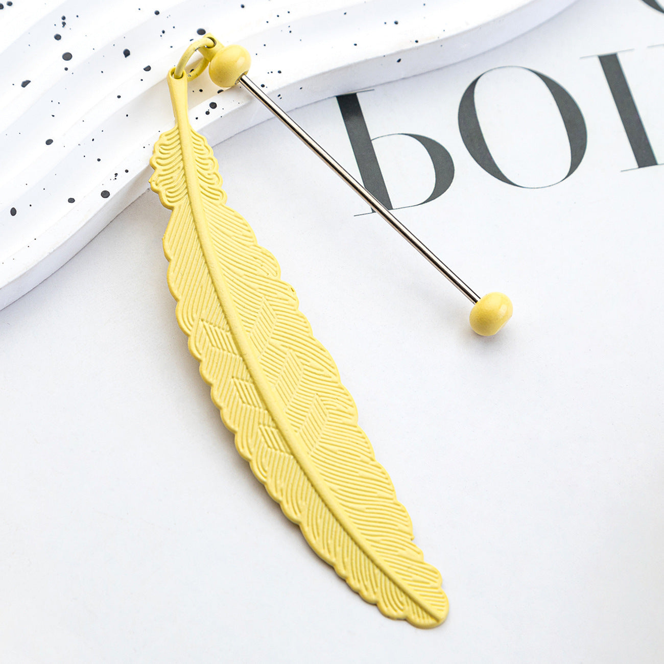 14-Color DIY feather bookmark, cartoon pendant, reading mark page holder 19.6 * 2.4cm
