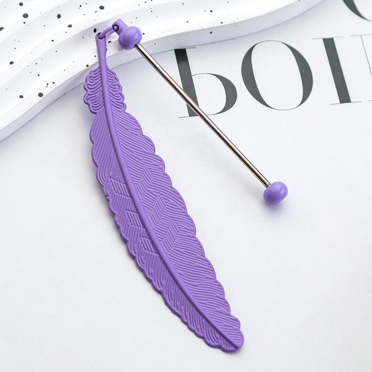 14-Color DIY feather bookmark, cartoon pendant, reading mark page holder 19.6 * 2.4cm