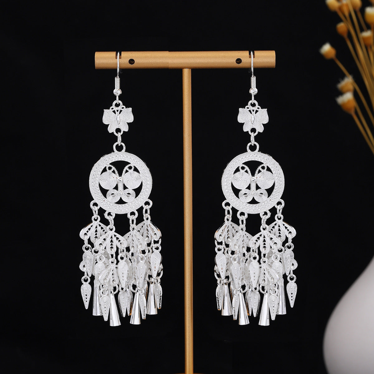 E6,Miao silver earrings