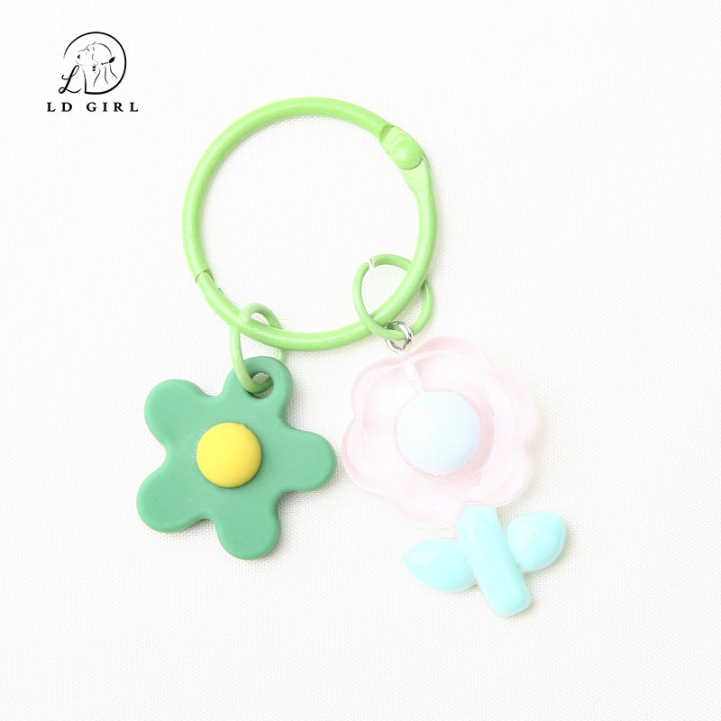 A colorful soft rubber resin flower keychain, pendant, DIY, accessories
