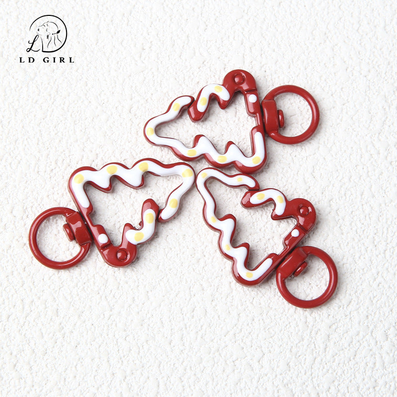 A Painted hand-painted Christmas tree spring buckle, round opening ring, tree spring buckle, DIY jewelry accessories, connecting ring