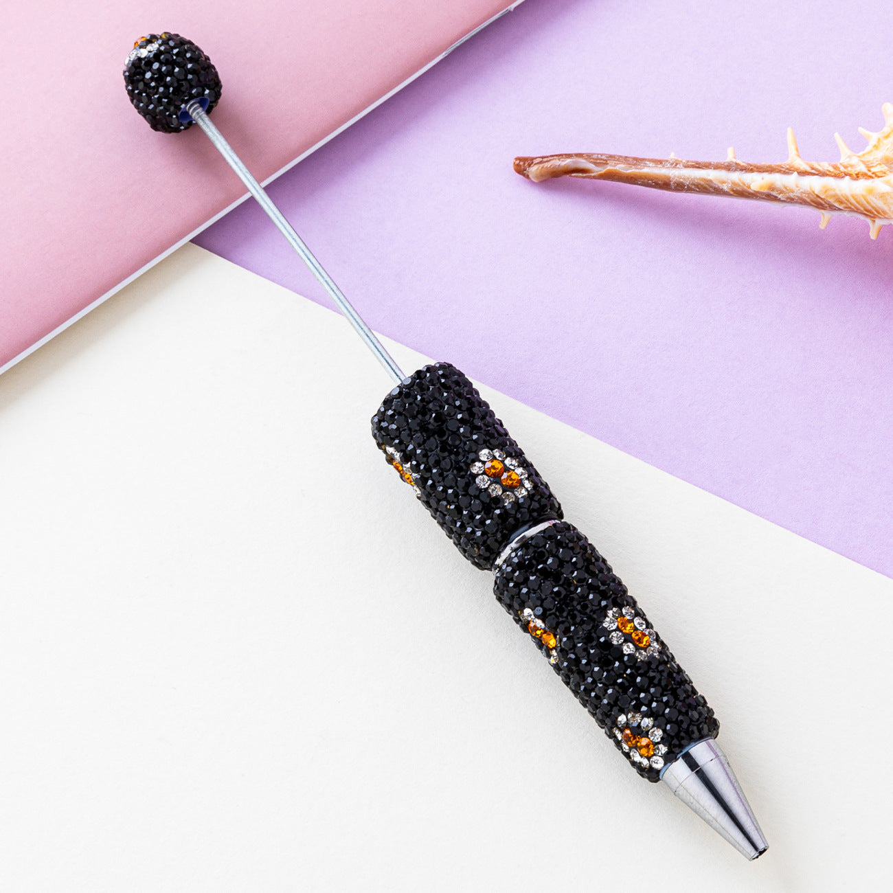 DIY Leopard print bead pen, handmade sticker drill pen
