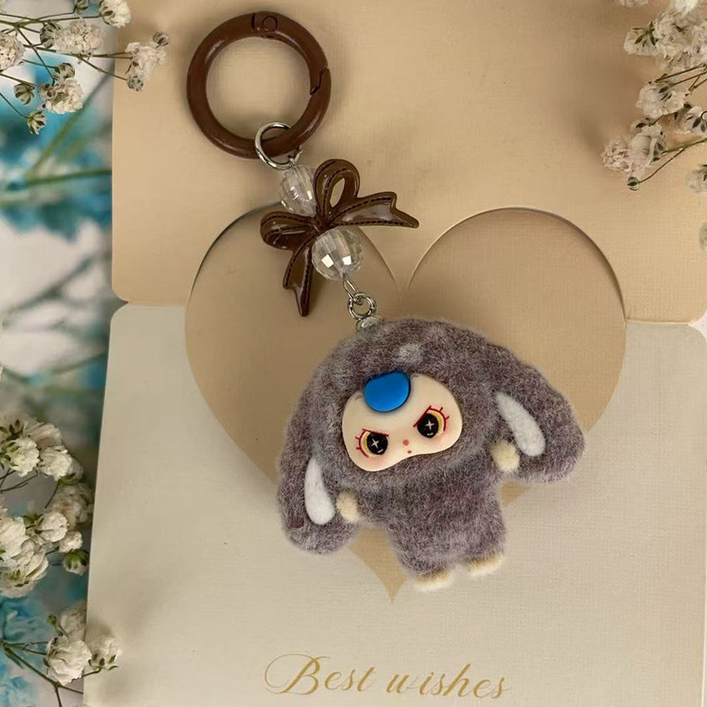 Big-eared baby three years old, flocked cartoon keychain
