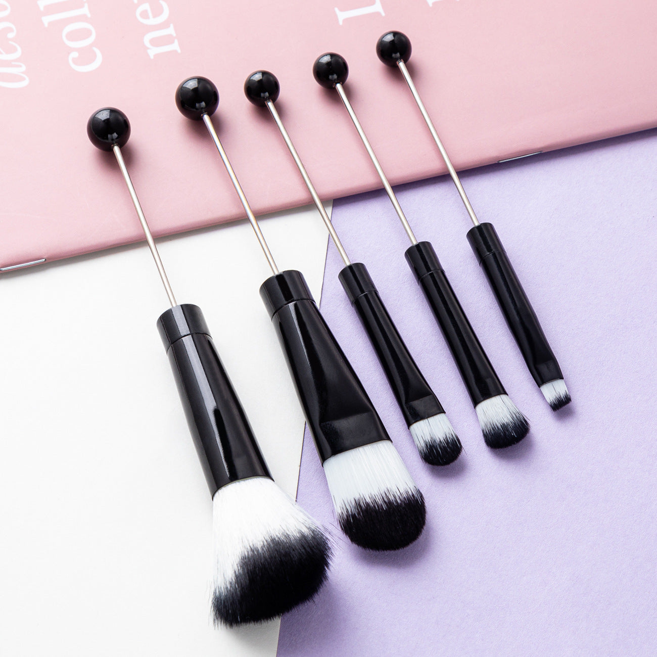 5 DIY metal handles, beaded makeup brush set
