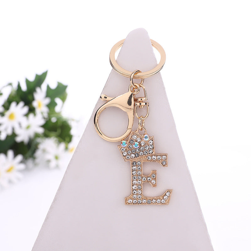 Metal Diamond letter keychain, premium key ring, rhinestone backpack charm