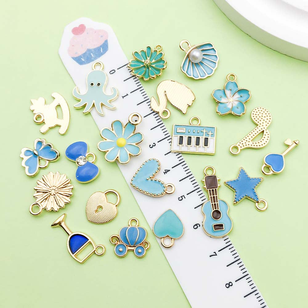 NO. 22-1 Mixed 20lake blue charm metal, alloy