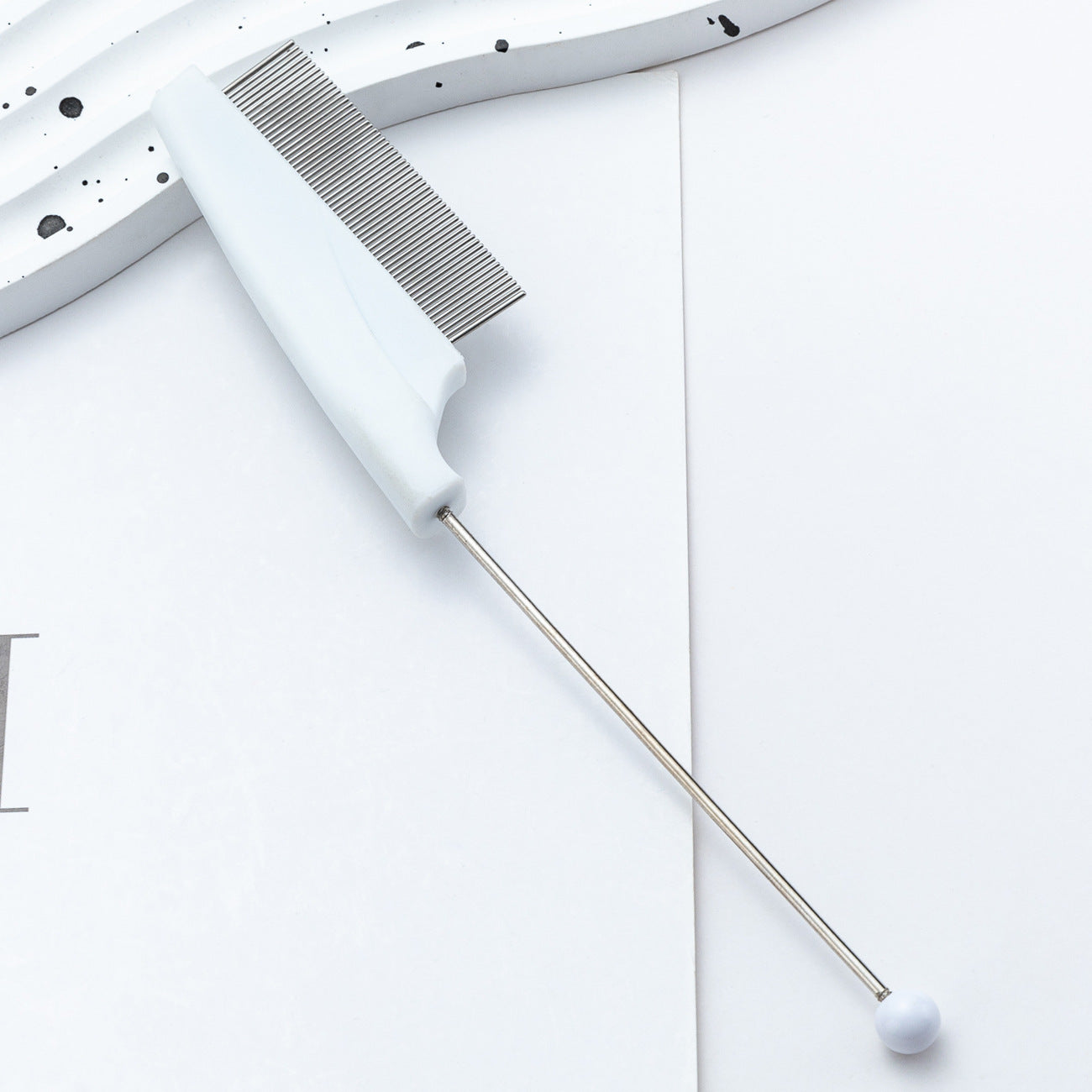 DIY beaded pet comb dog cat flea removal comb plastic dense tooth special comb steel needle comb hair removal comb wholesale