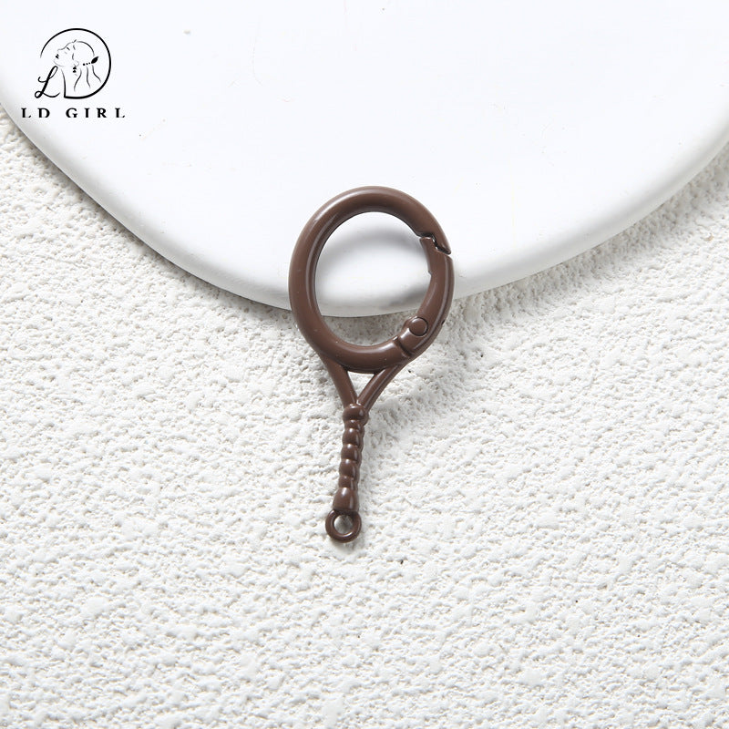 A Tennis racket spring buckle, open ring, spring ring, badminton racket keychain, DIY accessory buckle