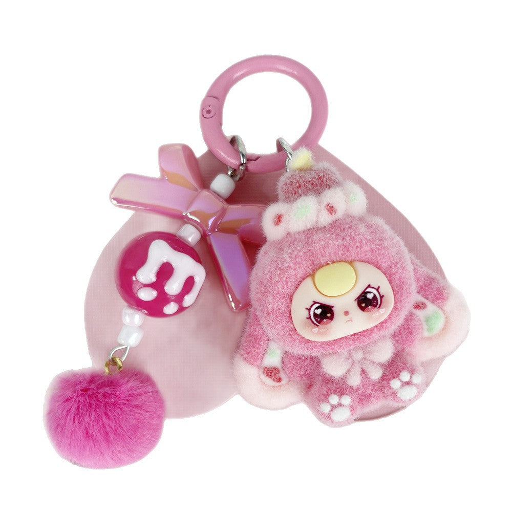 Flocking dessert three-year-old baby jewelry accessories, cartoon keychains, bag pendants