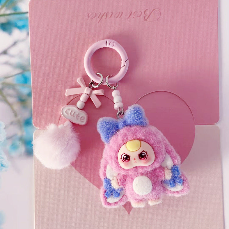 Flocking new three-year-old baby, DIY keychain, pendant.